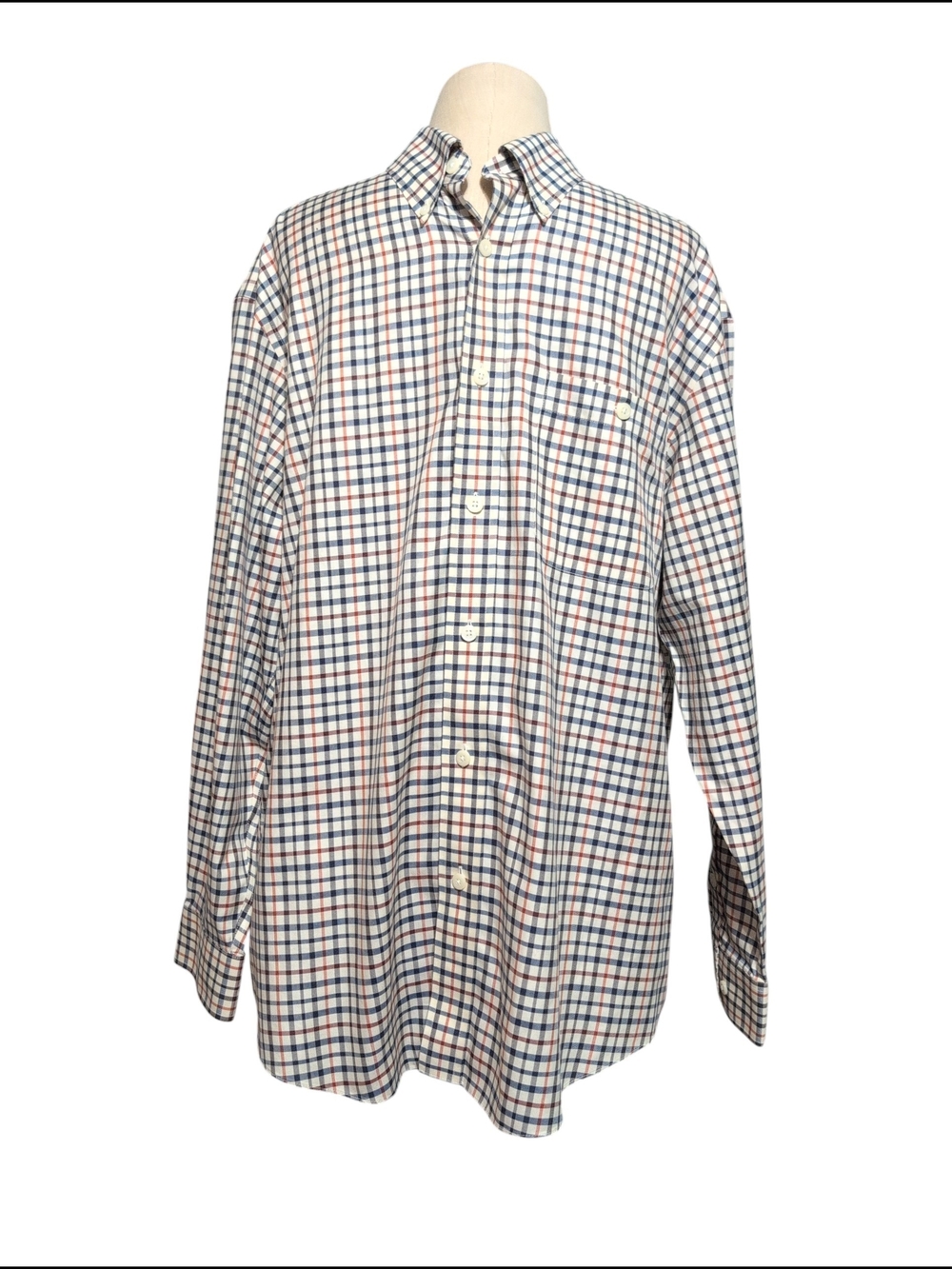 Orvis Men's Button Down Shirt Long Sleeve Dress Casual Career Cotton Plaid Large